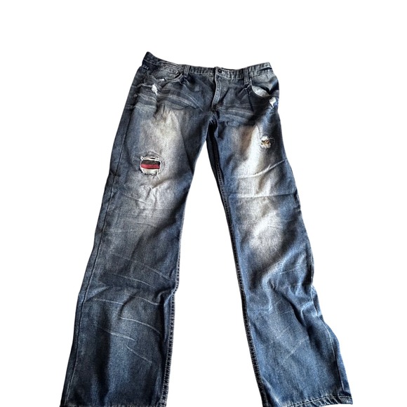 Parish Nation Distressed Denim Jeans Mens Size 40 Blue Wash Embellished Pockets - Picture 9 of 16